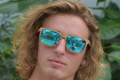 Mirrored Lens With Wood Sunglasses