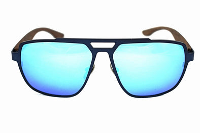 Cobalt Blue Titanium & Walnut Aviator Sunglasses - Corsair
