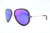 Metal And Wood Aviator Sunglasses