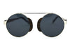 Round Shape Metal And Wood Sunglasses 