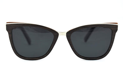 Walnut & Metal Cat Eye Sunglasses - Luxcat