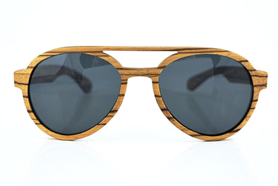 Zebra Wood Aviator Sunglasses - Safari