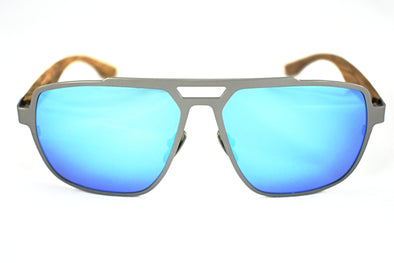 Titanium & Zebra Wood Aviator Sunglasses - Corsair