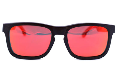 Black Bamboo Sunglasses With Red Lens - Georgia Edition